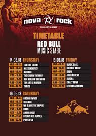 Machen nicht nur die metalheads froh! Timetable 2018 Nova Rock Festival