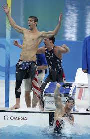 Ten years ago, jason lezak chased down alain bernard to give team usa a thrilling gold medal in the men's 4x100m free relay at the 2008 beijing olympics. Phelps Ecstatic With His 2nd Gold