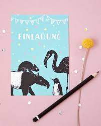 Einladungskarte Tiere Postkarte Tierillustration Etsy Postkarten Einladungen Einladungskarten