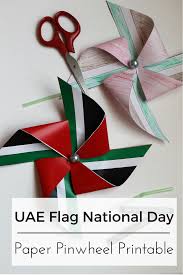 Uae National Flag Paper Pinwheel Free Printable Template Mumzy Notebook Pinwheels Paper Flag Crafts Uae Flag