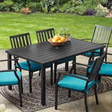 Better Homes Gardens Outdoor 6 Person Black Rectangular Milport Dining Table 62x38 Steel Frame Walmart Com Patio Dining Table Patio Dining Outdoor Dining Table