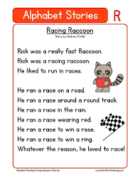 Is a rhyming story about the following words that start with the letter r. Alphabet Stories Letter R Reading Comprehension Worksheet Have Fun Teaching