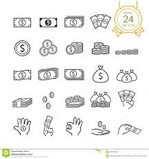 Satz Der Banknote Munze Geldtasche Und Geld Zeichnen In Der Hand Ikone Fur Website Infographic Oder Geschaft Einfaches Symbol Vektor Abbildung Illustration Von Hand Infographic 105695086