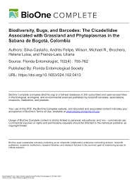 PDF) Biodiversity, Bugs, and Barcodes: The Cicadellidae Associated with  Grassland and Phytoplasmas in the Sabana de Bogotá, Colombia