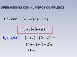 La suma o resta de complejos es otro número complejo, solo se realiza las operaciones por separado, por un lado los  Reales y