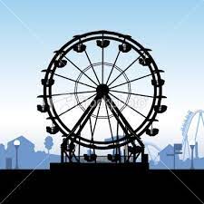 A Cartoon Silhouette Of A Ferris Wheel At An Amusement Park Cartoon Silhouette Silhouette Painting Stock Illustration