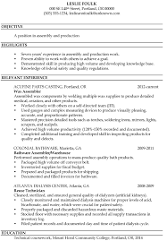 assembler resume samples resume format