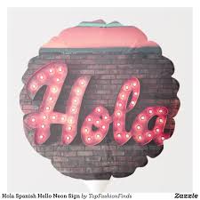 Hola Spanish Hello Neon Sign Balloon Zazzle Com In 2020 Neon Signs Hello In Spanish Custom Balloons
