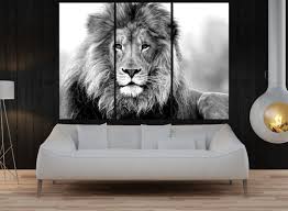 Black And White Split Canvas Prints Zwart En Wit Lion Wall Art Canvas Print Voor Living Office Etsy Lion Wall Art Canvases Lion Wall Art Lion Canvas Art