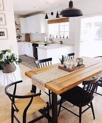 Black Brown And White Dining Table Dining Room Design Kitchen Decor Boho Kitchen