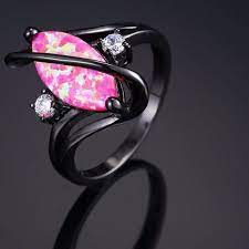 Pink Fire Opal Black Gold Promise Rings Gold Chains For Men Black Engagement Ring Gold Chain Jewelry