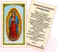 Oración a la virgen de guadalupe. Oracion Virgen De Guadalupe Prayer Card