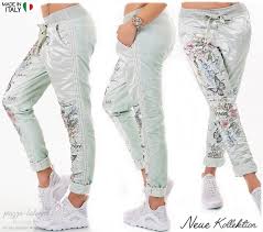Последние твиты от mercy mode italy (@mercymodeitaly). Hose Glanz Lurex Blumen Schmetterling Prints Jogpants Grun Italy 36 38 S M Piazza Bologna Boutique Italia