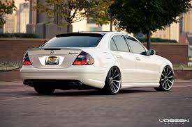 Stanced And Clean White Mercedes E Class With Lowered Suspension Mercedes Benz Cars Mercedes Benz Mercedes E55 Amg