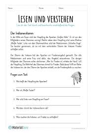 Lesen Verstehen Der Indianerstamm Unterricht Lesen Lesen Uben Deutsch Lernen