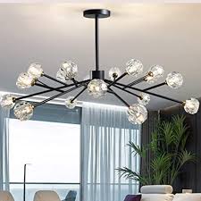 Amazon Com Sputnik Crystal Chandeliers Modern Pendant Light With 18 Light Branch Chandeliers Matte Black Finish Ceiling Fixtures G9 Bulbs 42 Inch For Living Room Bar Shop Home Kitchen