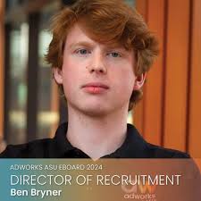 INTRODUCING… 🥁🥁🥁 YOUR 2024 ADWORKS EXECUTIVE BOARD! President: Justin  Bock Vice President: Alek Bustamante Director of Finance: Liam Munro  Director of Recruitment: Ben Bryner Director of Marketing: Olivia Nasta  Creative Director: Caroline