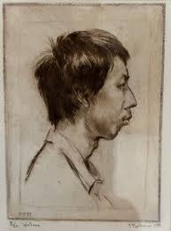 JUSTIN MORTIMER original etching of a boy, very rare