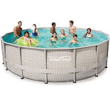 Summer Waves Elite 16ft Dark Basketweave Above Ground Pool With 1 500 Gph Filter Pump Walmart Com In Ground Pools Pool Summer Waves