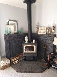 A wide variety of corner pellet stoves options are available to you, such as graphic design, others and 3d model design.you can also choose from modern, contemporary and traditional corner pellet stoves,as well as from with remote control. Updated Look On A Corner Wood Burning Stove Fireplace Mantel Wood Stove Fireplace Stove Decor Wood Stove Decor
