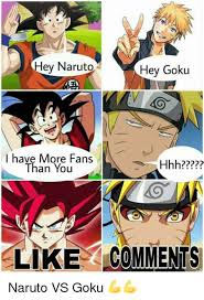 In this naruto vs dragon ball crossover meme extraordinaire, both shows get off lightly. Naruto Vs Goku Memes