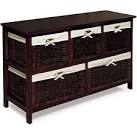 Wooden storage cabinet with wicker baskets