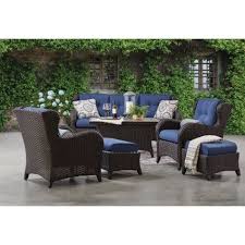 Member S Mark Agio Heritage 6 Piece Deep Seating Patio Set With Sunbrella Fabric Indigo Sam S Club Outdoor Seating Set Patio Set Deep Seating
