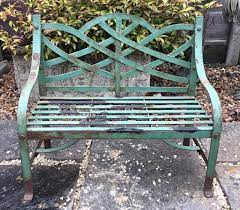 Antique Wrought Iron Regency Style Childrens Childs Garden Bench Original Paint Ebay Garden Bench Wrought Iron Paint Cast Iron Garden Bench