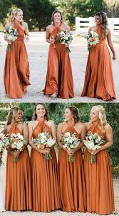 Dark Orange Halter Long Bridesmaid Dresses For Wedding From Dressydances Fall Bridesmaid Dresses Orange Bridesmaid Dresses Wedding Bridesmaid Dresses
