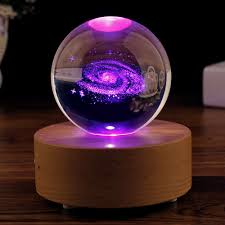 Led Crystal Ball Lamp 3d Engraved Galaxy Moon Night Solar System Light Rgb Usb Table Lamp For Christmas Birthday New Year Gift Night Lights Aliexpress
