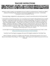 The Crucible Act 4 John Proctor Eulogy Funeral Engaging Way To Analyze Play Eulogy Proctor Student Writing