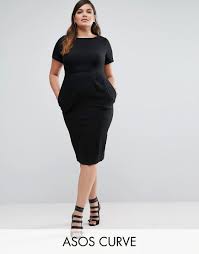 Asos Curve Midi Wiggle Dress In Texture Black Business Casual Dresses Asos Curve Dresses Plus Size Dress Stores