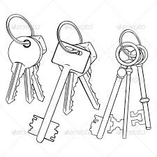 Vector Set Of Lineart Bunches Of Keys Key Drawings Industrial Design Sketch Hand Drawn Icons