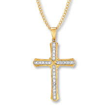 Men's gold chains are a staple item of the jewelry industry for good reason. Men S Cross Necklace 1 2 Ct Tw Diamonds 10k Yellow Gold Kay