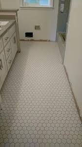 Tiled And Grouted Penny Tiles Bathroom Hexagon Tile Bathroom White Hexagon Tile Bathroom