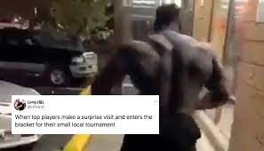Muscular Man Entering Restaurant Know Your Meme Wide neck guy meets long neck kid in epic meme wars video.