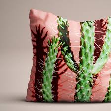 Cactus Cushion With Pink Background 50x50 Cm Cactus Cushion Homedecor Giftware Sfondo Rosa Cactus Cuscini