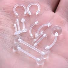 6pcs chiaro anello naso finto lingua Piercing lingua anelli morbido  acrilico labbro elica Piercing orecchio Piercing Tragus Piercing anello  capezzolo 