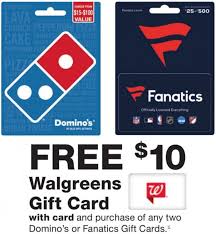 The visa virtual gift card can be redeemed at every internet, mail order, and telephone merchant everywhere visa debit. Expired Walgreens Buy 2 Domino S Or Fanatics Gift Cards Get 10 Walgreens Gift Card Free Gc Galore