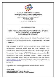 Cara guna di cawangan epf dan bank, sama sahaja. Portal Jpn Penutupan Sementara Operasi Jpn Cawangan Utc Keramat