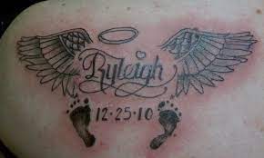 Most couples who have lost a baby or a little one makes a footprint tattoo design with the baby's name on it. Rip Alex Memorial Tattoos Tattoos Mother Tattoos