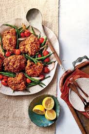 Lighter Pan Fried Chicken With Green Beans And Tomatoes Recipe Recipe Fried Chicken Chicken Green Beans Chicken Recipes