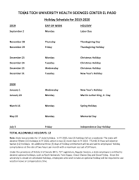 Texas Tech University Holiday Schedule 2021 Texas Tech University University Calendar University Holidays