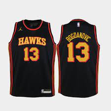 During their january 17 game against the minnesota timberwolves, the hawks wore the nba's first jerseys inspired by the civil rights icon. Bogdan Bogdanovic 13 Jersey Hawks Statement 2020 21 Black