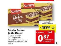 Offre Genoise Fourree Gout Chocolat 40 Sur Le 2eme Chez Lidl