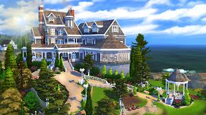 Welcome To Hillcrest House A Giant Manor Atop The Cliffs Of Brindleton Bay 7 Bedrooms Sprawling Grounds And Amazing Ocean View Sims Sims House Sims 4