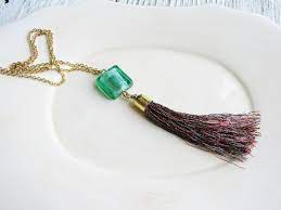 Red Metallic Tassel Necklace Long Boho Necklace Tassle Etsy Long Necklace Boho Metallic Tassel Tassel Necklace