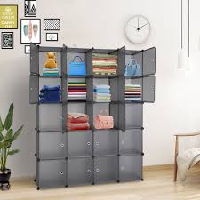 Furniture home baby target eforcity home basics homesquare howard miller mdesign realrooms shiraleah vm express closet shelves covered garment racks decorative. 16 20 Cube Organizer Stackable Plastic Cube Storage Shelves Design Modular Closet Cabinet With Hanging Rod Overstock 31224774