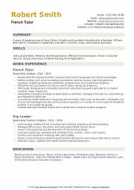French Tutor Resume Samples Qwikresume