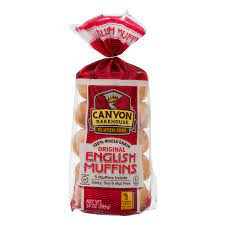 White rice flour, modified tapioca starch, tapioca starch, potato starch, soy flour, sorghum flour, potato flour, corn flour), sugar, xanthan gum, salt, dry yeast, baking powder (sodium acid pyrophosphate, sodium bicarbonate, corn starch, monocalcium phosphate). Save On Canyon Bakehouse English Muffins Original Gluten Free 5 Ct Order Online Delivery Giant